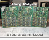 Korg Polysix - Voice Boards * 3× KLM-366B Voice Board (New Production) - Flat Ribbon Cable on the Leftmost PCB is Part of the Kiwisix Upgrade