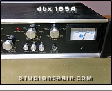 dbx 165A - Panel View * Panel Controls (Release, Peak Stop Level, Meter Mode, Output Gain, Bypass, VU Meter)